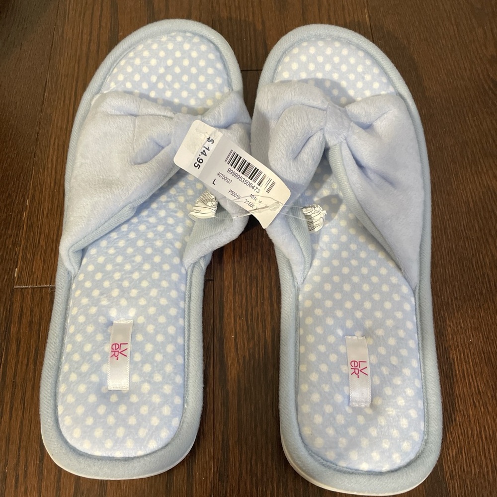 ✨ BRAND NEW La Vie en Rose Faux Fur Slippers - Size Large, Blue ✨